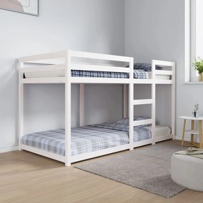 Letto A Castello Senza Materasso Bianco 90x190cm Massello Pino /