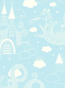 Majvillan Carta da parati Dragon Sky - Light Blue/ Cream White
