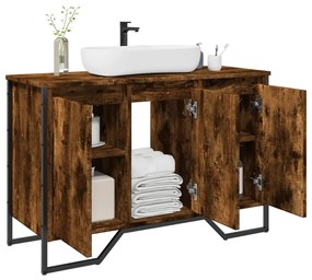 Mobile Lavabo Bagno Rovere Fumo 91x35x60 Cm İn Truciolato /