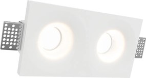 Portafaretto Rettangolare 190x100mm 2xGU10 in Gesso Pitturabile Curvo