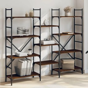 Libreria rovere marrone 160x28,5x136,5 cm in legno multistrato
