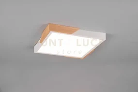 Plafoniera meta led quadrata e legno naturale con regolazione inten...