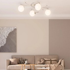 Lampada Soffitto Con Paralumi Tondi İn Vetro Per 4 Luci Led G9 /