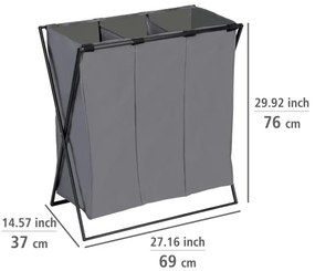 WENKO 71297800 - Cesto porta biancheria TRIO 69x76 cm grigio/nero
