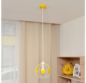 Lampadario a sospensione per bambini STARS 1xE27/15W/230V giallo/bianco