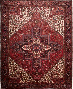 Heriz Tappeto 340 x 280 Rosso (Iran) Annodato A Mano