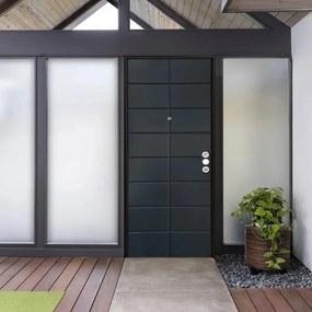 Porta blindata MASTER Hi-Secur L 90 x H 210 cm in MDF antracite/bianco, apertura spingere a sinistra, falso telaio incluso