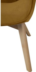 Poltrona con poggiapiedi color senape con rivestimento in velluto Niko – Ropez