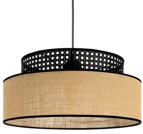 Lampadario a sospensione con filo BOHO 1xE27/60W/230V diametro 40 cm nero/rattan