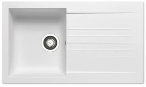 Lavello 1 vasca con gocciolatoio laterale destro o sinistro DELINIA Scirocco resina L 50 x L 86 cm bianco