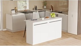 Isola Centrale Cucina 160 Cm Con Ante E Ripiani Dorian Bianca