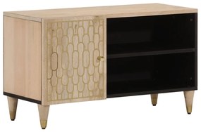 Mobile Porta Tv 80x31x46 Cm İn Legno Massello Di Mango /