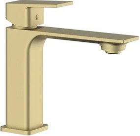 Rubinetto per lavabo a canna media getto aerato Axum oro satinato OTTONE MELODA H 18 cm con piletta