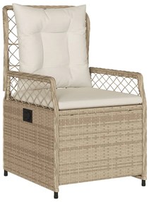 Sedie da giardino reclinabili 2 pz beige polyrattan