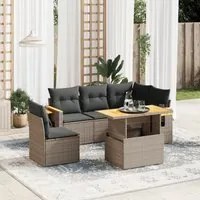 Set Divano da Giardino 6 pz con Cuscini Grigio in Polyrattan 3273524