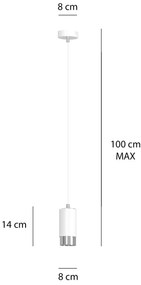 Sospensione Moderna 1 Luce Ivar A Cilindro In Acciaio Bianco E Cromo
