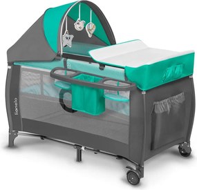 Lionelo - Lettino da viaggio SVEN PLUS grigio/turchese