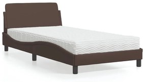 Letto con materasso marrone 100x200cm in similpelle