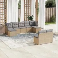 Set Divano da Giardino 9 pz con Cuscini Beige in Polyrattan 3218269