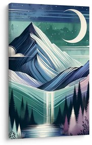 Quadro su tela – Bosco e montagne di notte