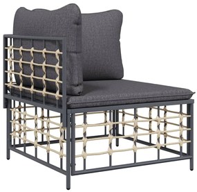 Set divani da giardino 4 pz con cuscini antracite in polyrattan