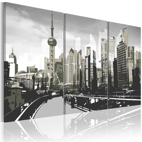 Quadro Shanghai grigia  Colore Nero, Dimensioni e Misure 90x60