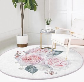 Tappeto rotondo lavabile bianco e rosa adatto ai robot aspirapolvere ø 80 cm Comfort - Mila Home