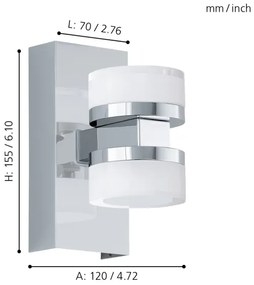 Eglo 96541-LED Applique da bagno dimmerabile ROMENDO 2xLED/7,2W/ IP44