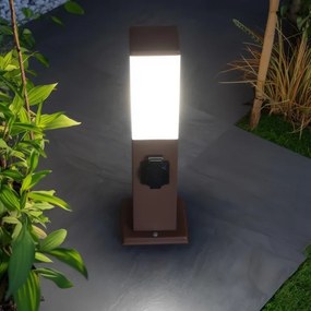 Brilagi - Lampada da esterno con 2 prese SCHUKO NOVA, 1xE27/15W/230V, 40 cm, IP44, marrone