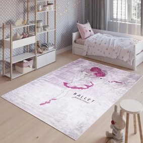 Tappeto per bambini con ballerina rosa Larghezza: 120 cm | Lunghezza: 170 cm