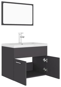 Set mobili da bagno grigio in truciolato