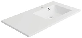 Lavabo integrale a incasso rettangolare vasca a destra Neo L 91 x H 11.2 x P 48.5 cm in composito minerale di resina gelificata bianco