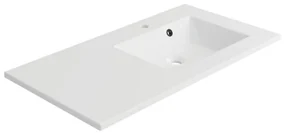 Lavabo integrale rettangolare vasca a destra Neo L 91 x H 11.2 x P 48.5 cm in composito minerale di resina gelificata bianco