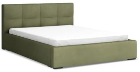 Letto matrimoniale imbottito verde in velluto con contenitore con rete inclusa 140x200 cm Hiko – Makamii