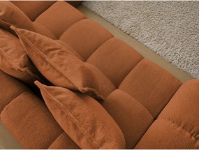 Divano angolare color terracotta allungabile e con contenitore (penisola a destra/a L) con rivestimento in ciniglia Everest – Bobochic Paris