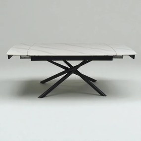 Tavolo allungabile 140-200x90 cm piano marmo bianco e gambe nere - VERAL