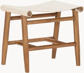 Sgabello in legno di teak con seduta in pelle Craig