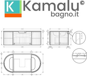 Mobile bagno curvo 100 cm cannettato con lavabo integrato | KAM-NORTH-P100 - KAMALU