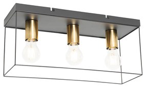 Plafoniera minimalista nera con oro 3 luci - Kodi
