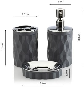 Set da bagno REINA 5 pz antracite/cromo