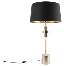 Lampada da tavolo Art Déco oro e nero con paralume in cotone 45 cm - Diverso