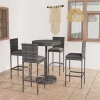 Set da Bar da Giardino 5 pz con Cuscini in Polyrattan Grigio 3064767