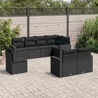 Set Divani da Giardino con Cuscini 8 pz Nero in Polyrattancod mxl 112260