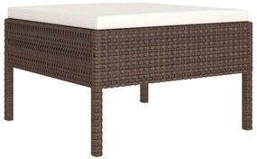 Set Divani da Giardino 11 pz con Cuscini in Polyrattan Marrone