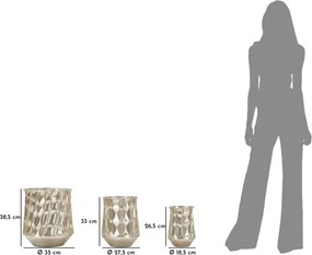 Porta Vasi Silver Set 3 Pz Cm Ø 35X38,5-27,5X33-18,5X26,5