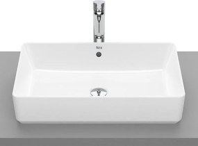 Lavabo da appoggio Domus ROCA rettangolare in ceramica L 60 x H 13 x P 37 cm bianco lucido piletta non inclusa