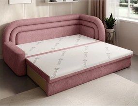 Divano rosa allungabile/con contenitore con penisola a destra e rivestimento in ciniglia 223 cm Fabillo – ELTAP