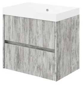 Mobile bagno sospeso con lavabo L 60 x H 51 x P 40 cm grigio antico in mdf cannettato 2 cassetti per vasca centrale Portofino