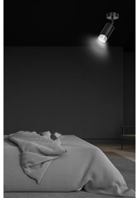 Faretto Orientabile 1 Luce Ragnar A Cilindro In Acciaio Nero E Cromo