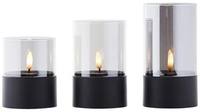 Brilliant - Set di 3 candele LED BOUGIE LED/2xAA IP44 nero/fumé